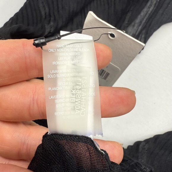 Calvin‎ Klein Black Pleated Sheer Lightweight Scarf Wrap Accessory - Picture 5 of 6